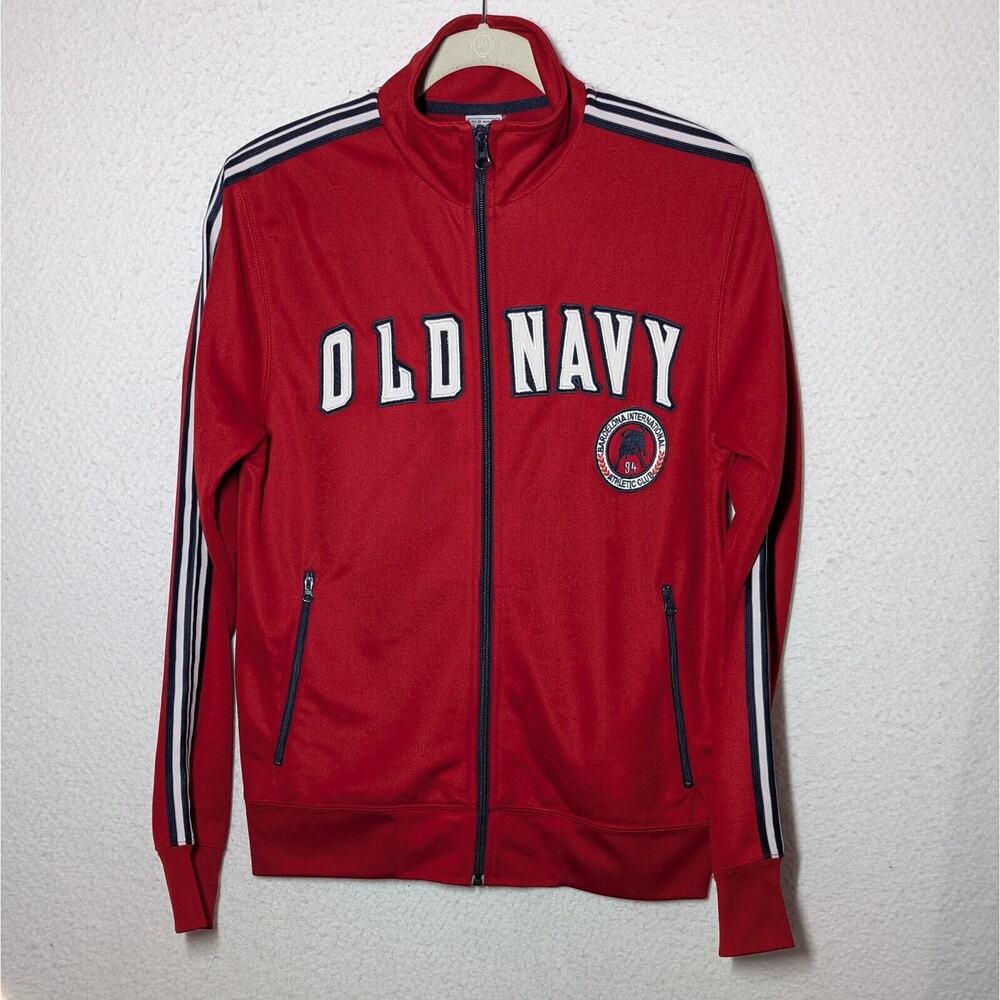 Vtg 90s Old Navy Jacket Men Sz Small Red Barcelona Int'l Track Jacket Zip Up 94